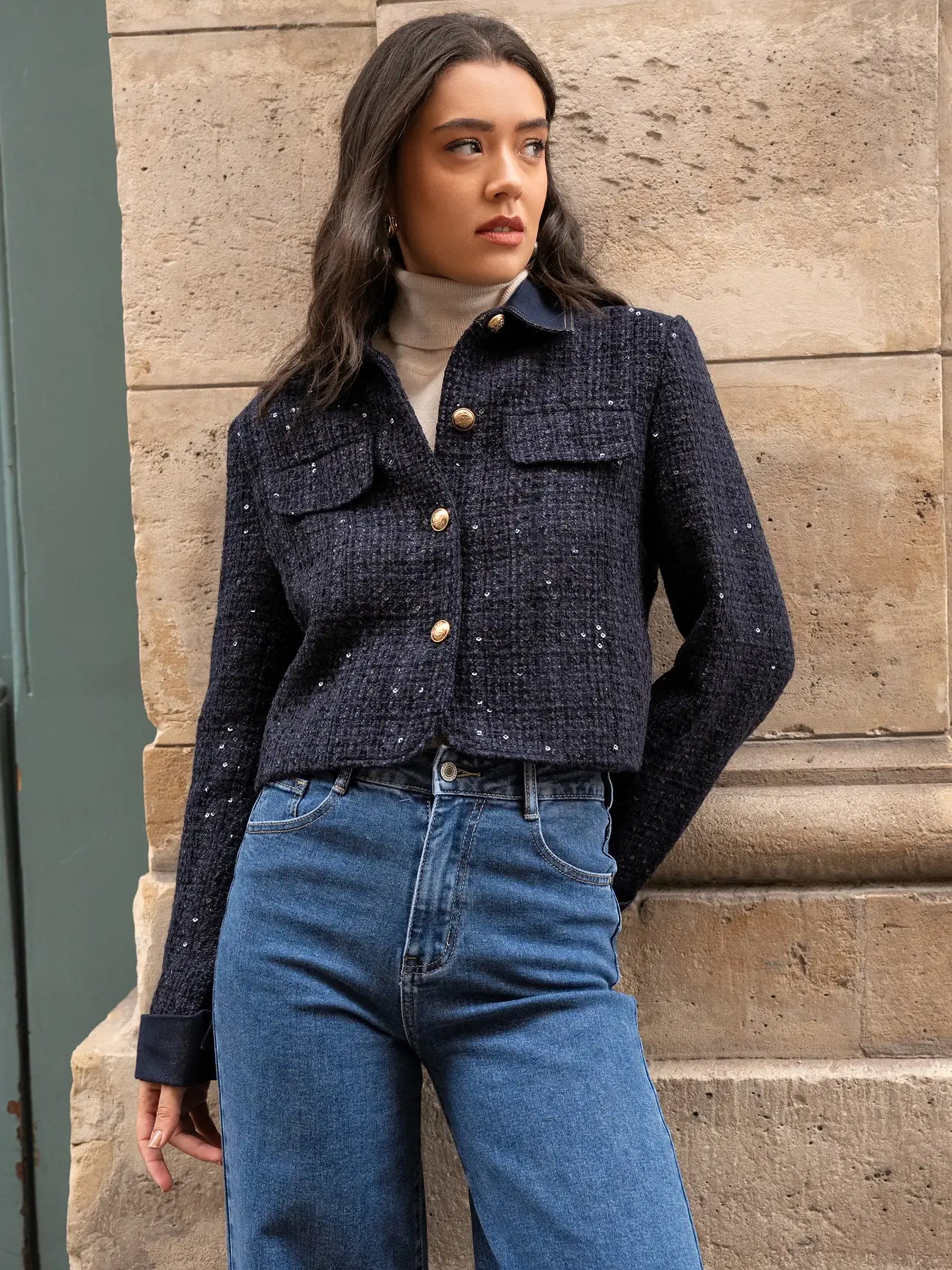 Emily - Tweed & denim jacket