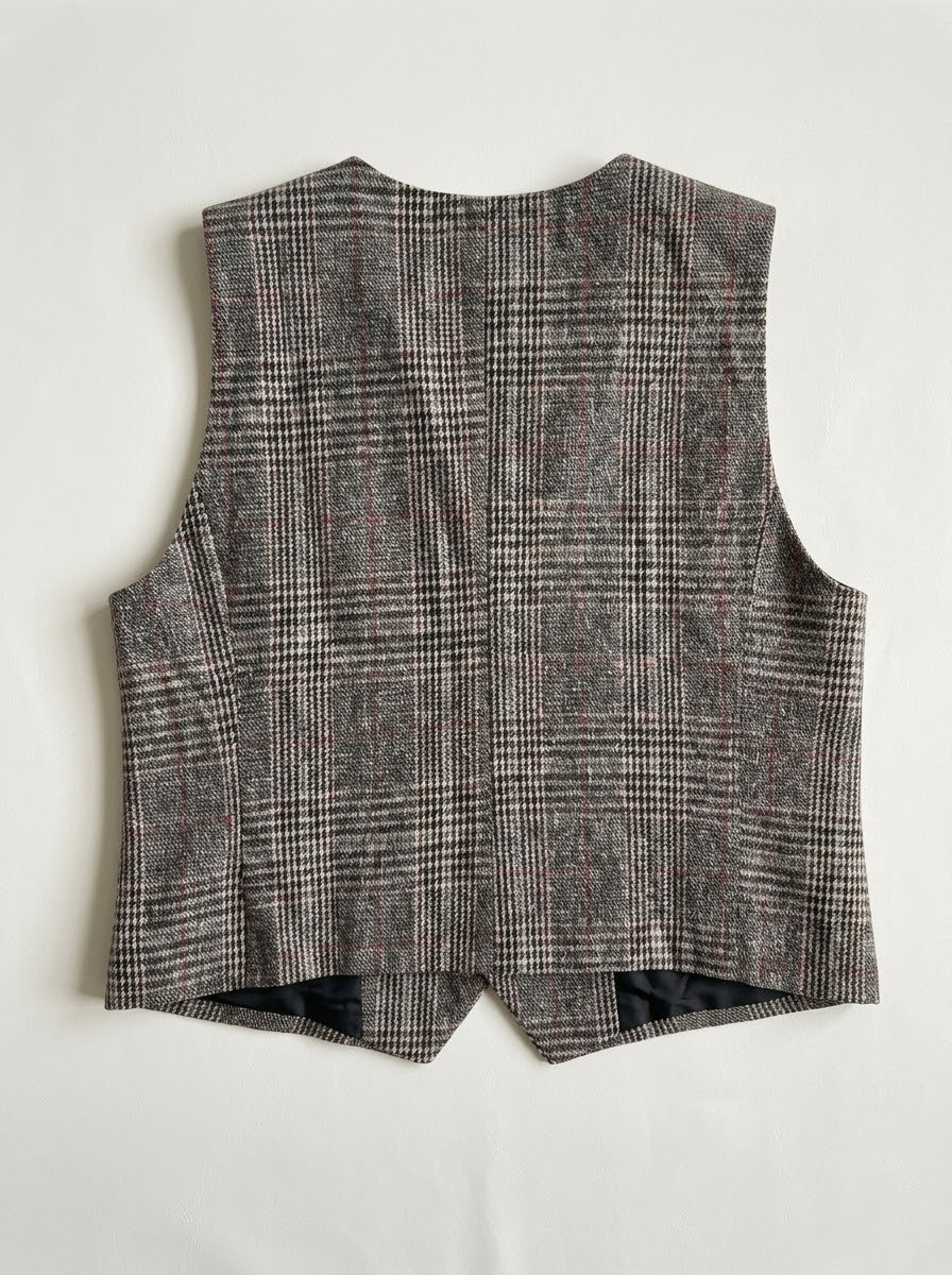 Eva grey checked waistcoat and matching wide-leg trousers