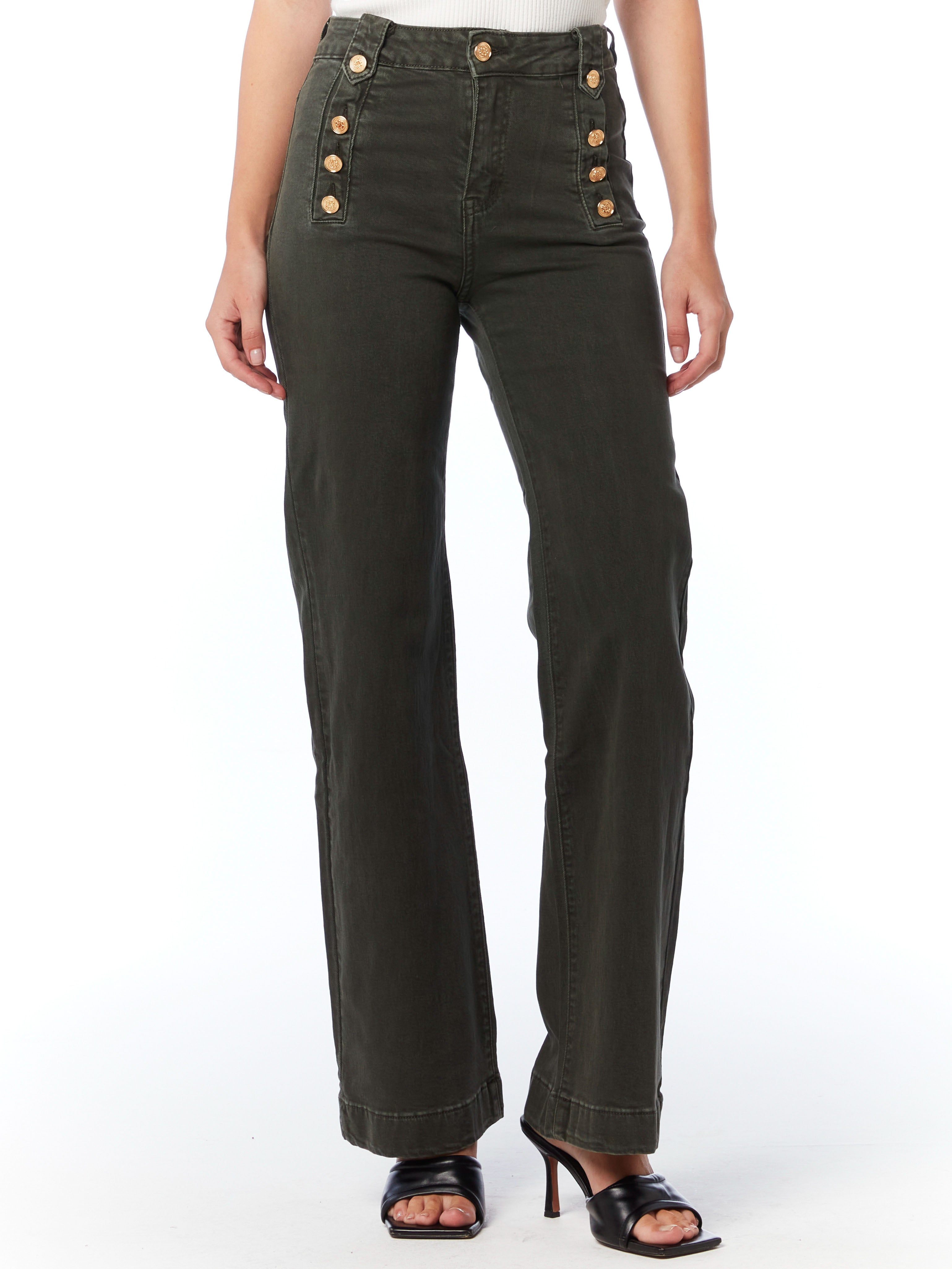 Doreen - Military button front jeans