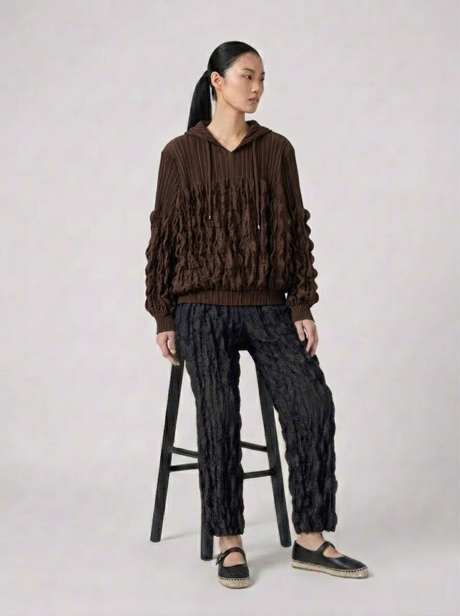 Sinead - Suedette pleat hooded top