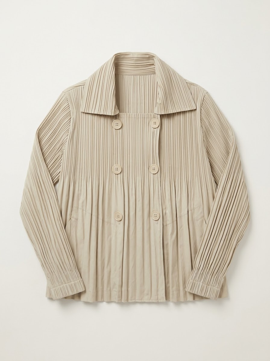 Jodie Double breasted pleat jacket in oatmeal