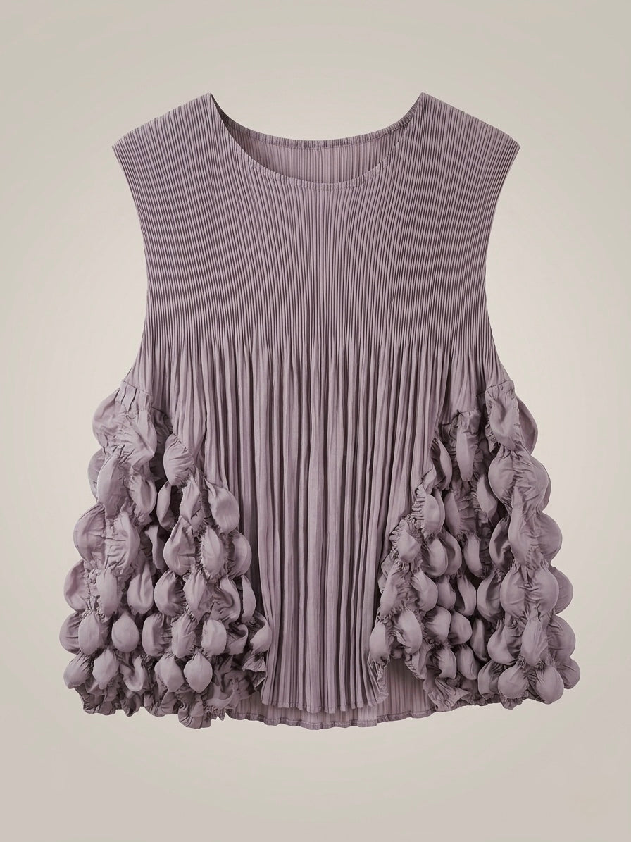 Marsha - Bubble pleat top lilac