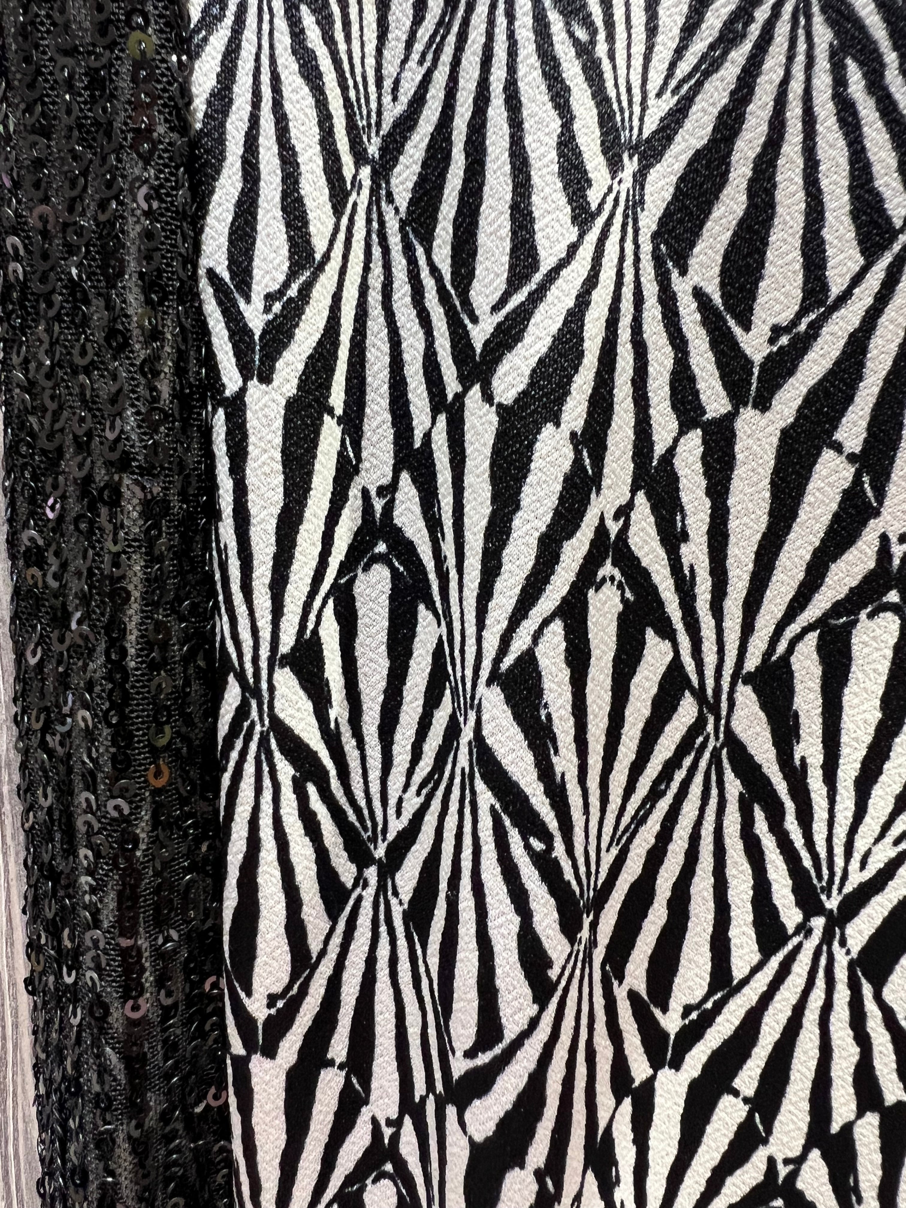 Picasso black oatmeal shell print sequin trim knit trouser