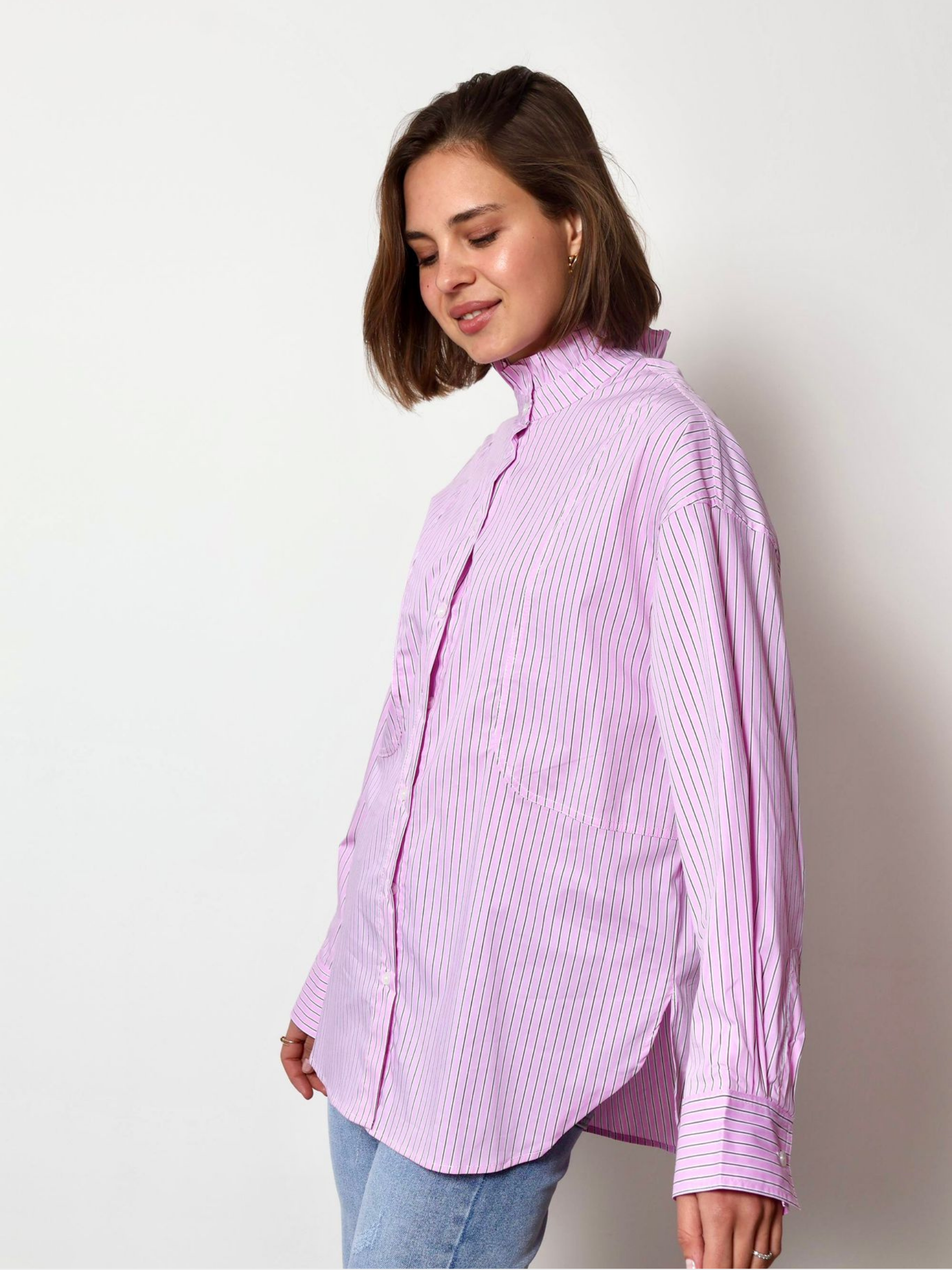 Milan - Frill collar stripe shirt