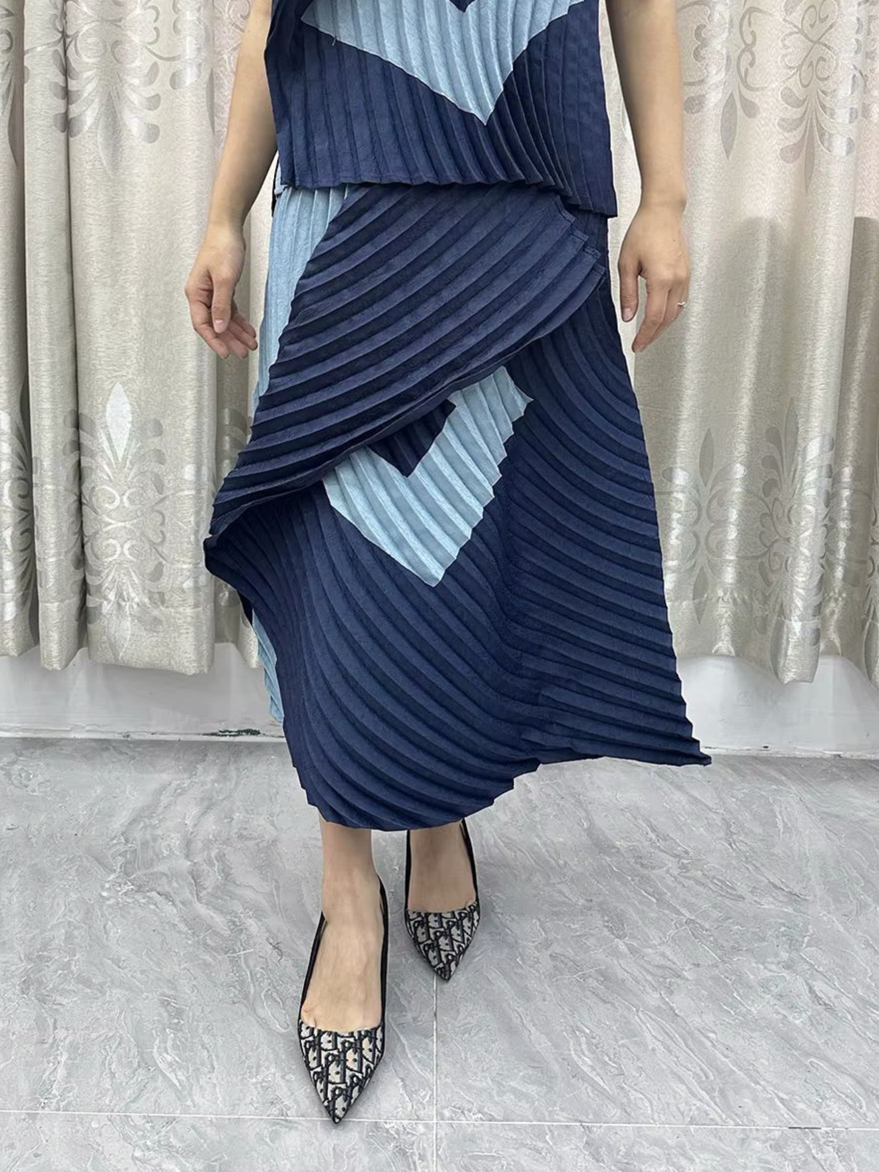 Alexis - Pleated Top & Skirt Set