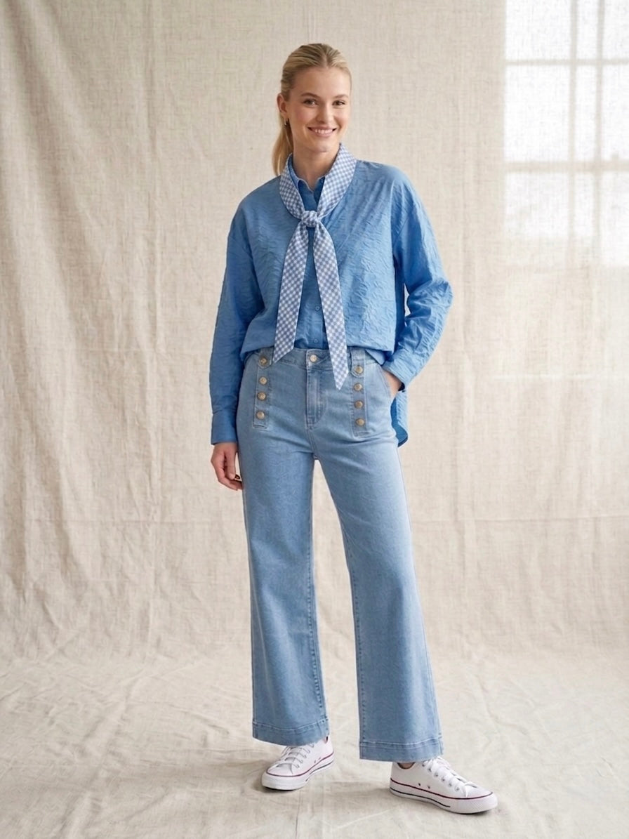 Cheska - Gingham tie blouse