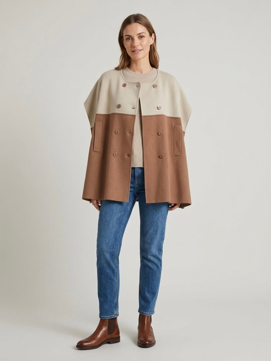 Tenerife - Colour block knitted cape jacket