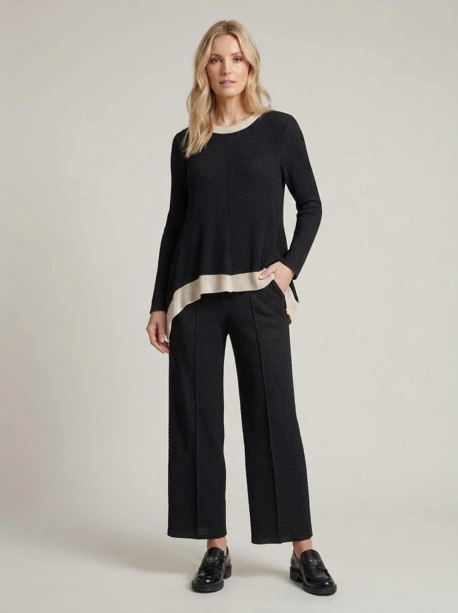 Matilda Pleated asymmetric top in black