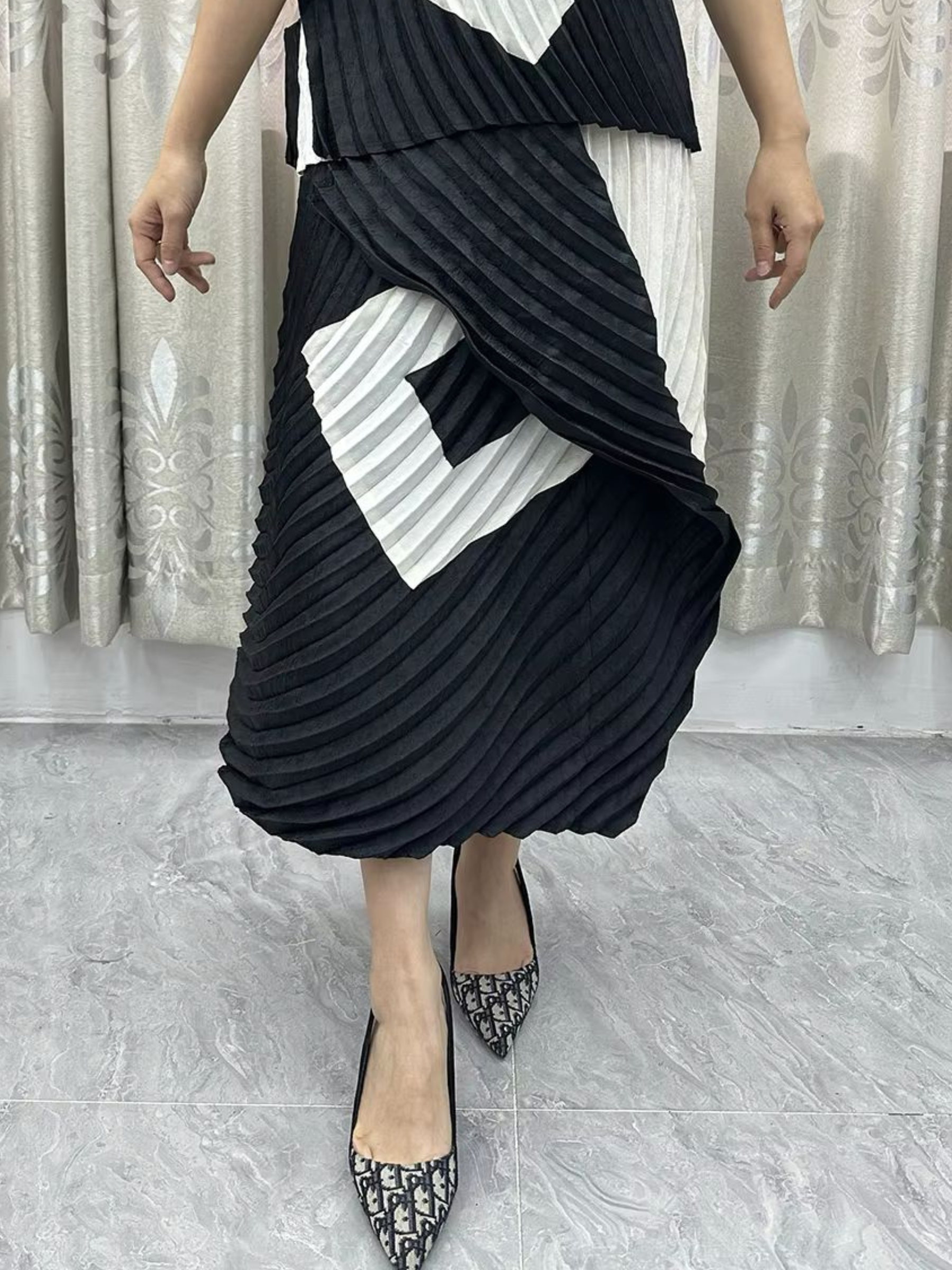 Alexis - Pleated Top & Skirt Set