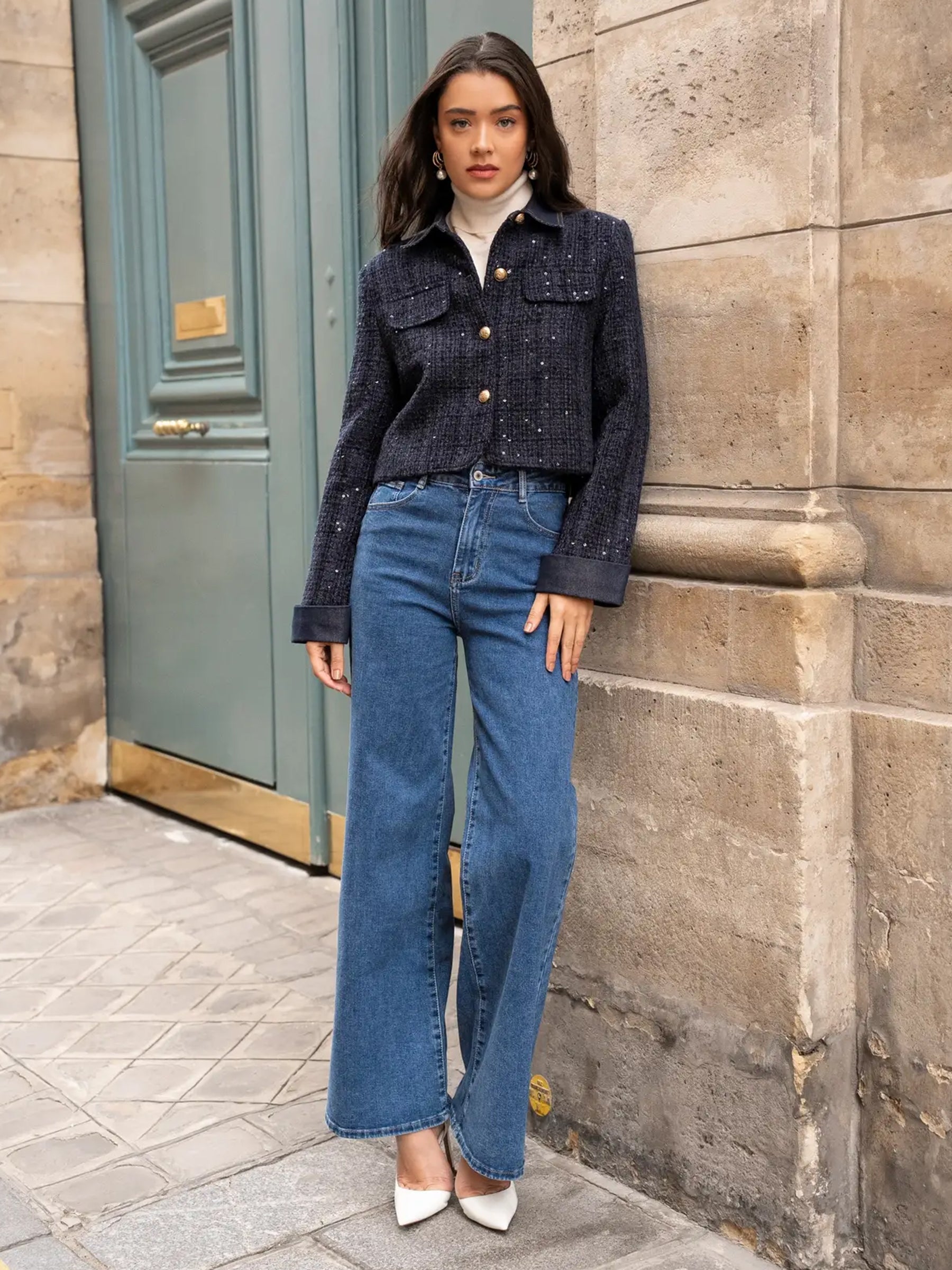 Emily - Tweed & denim jacket