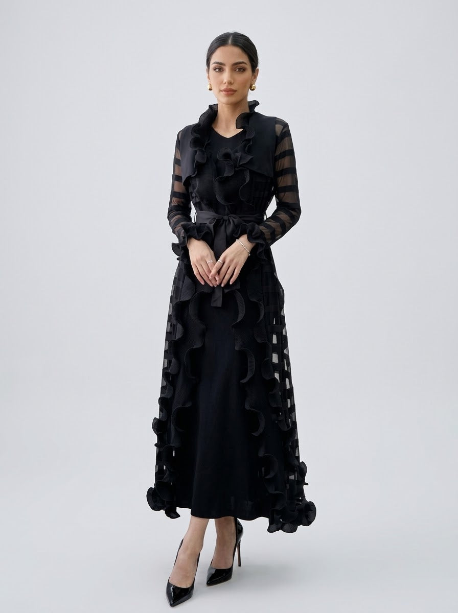 Esme Two piece coat dress in black
