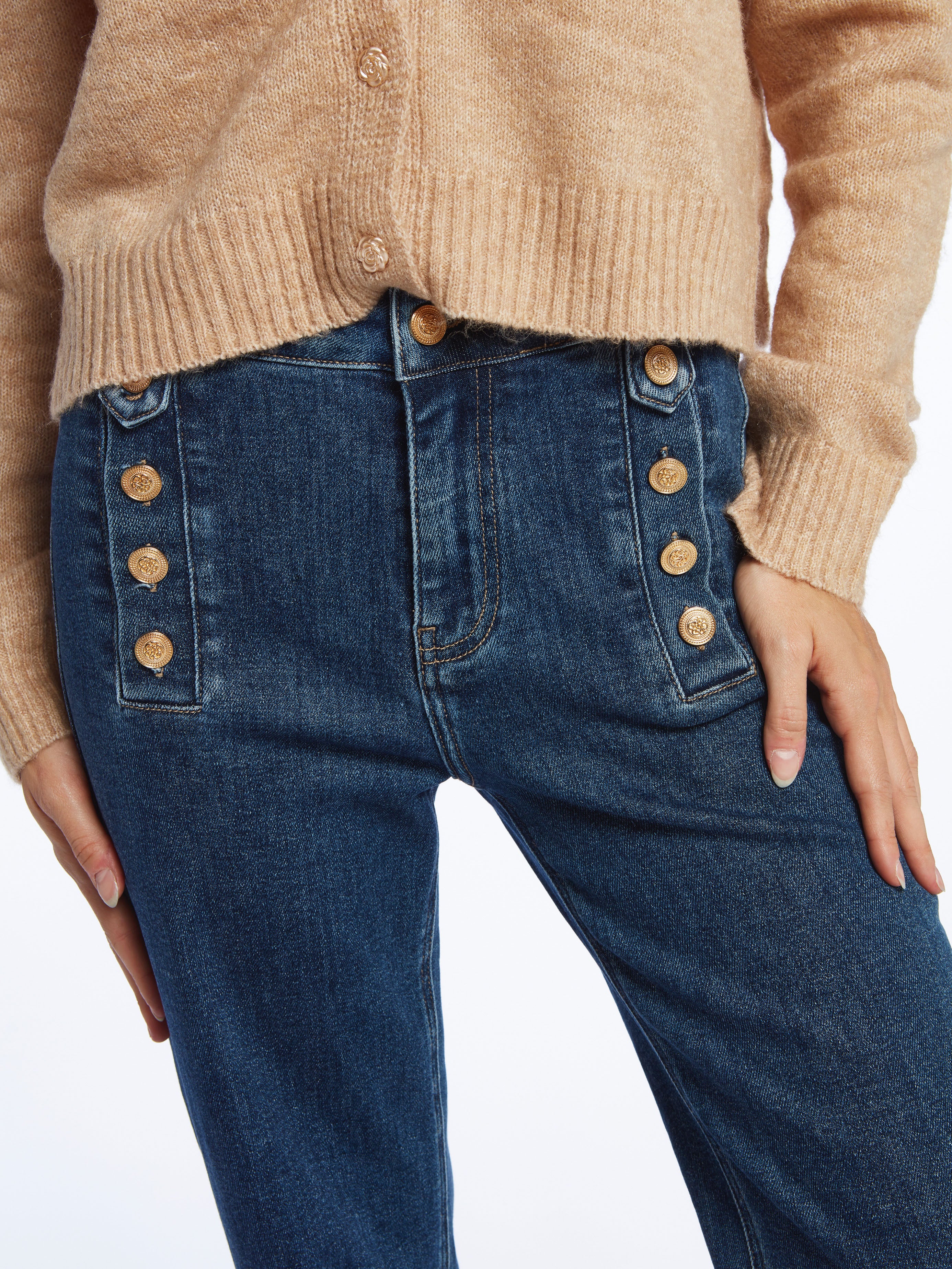 Doreen - Military button front jeans