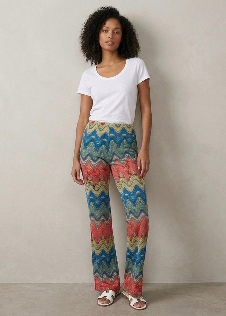 Guax french jersey red/royal printed palazzo trouser