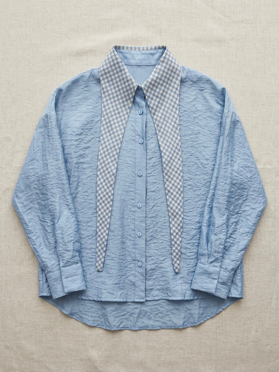 Cheska - Gingham tie blouse