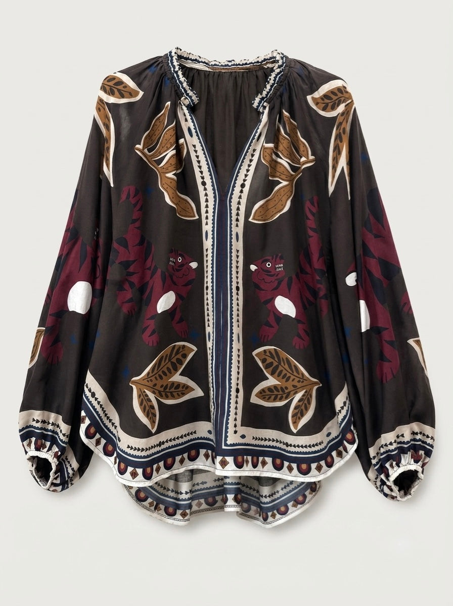 Jessica - Leaf printed blouse