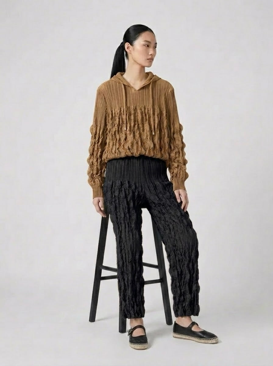 Sinead - Suedette pleat hooded top