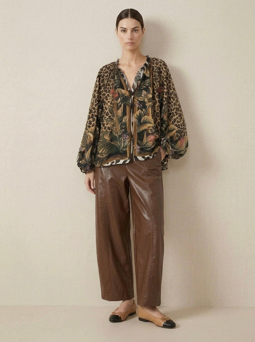 Elly - Wide leg pleather trouser