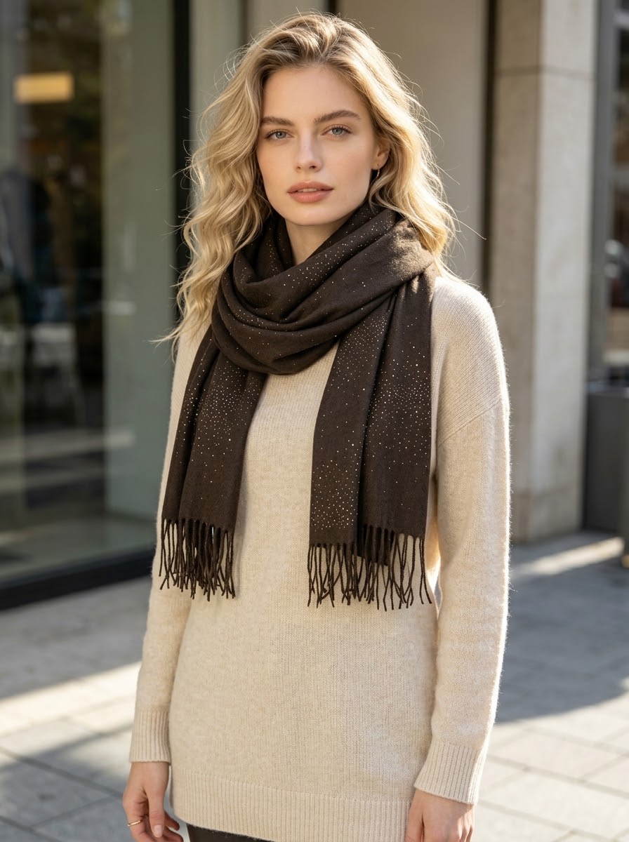 Sparkle - Embellished wool blend scarf