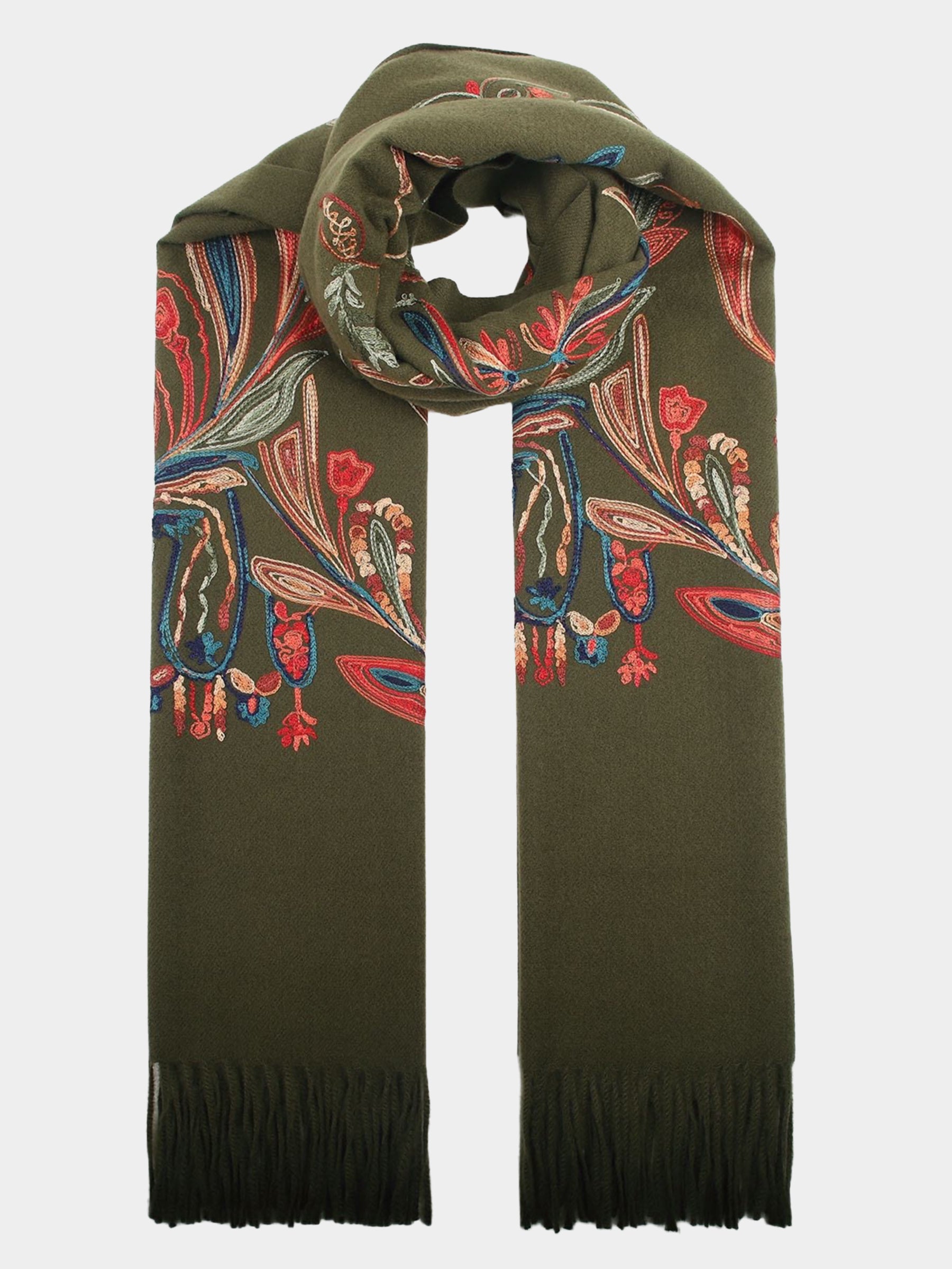 Ariana - Embroidered wool blend scarf