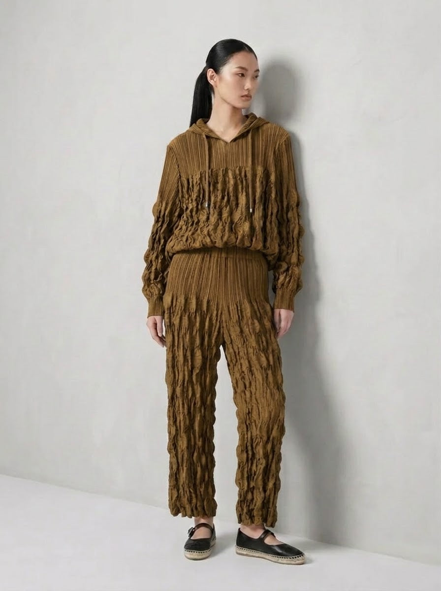 Sinead - Suedette pleat hooded top