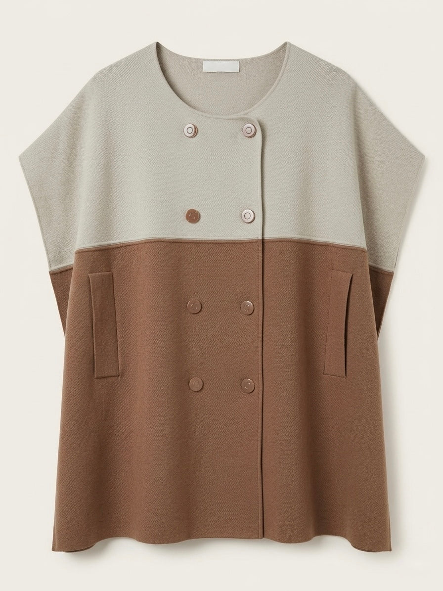 Tenerife - Colour block knitted cape jacket