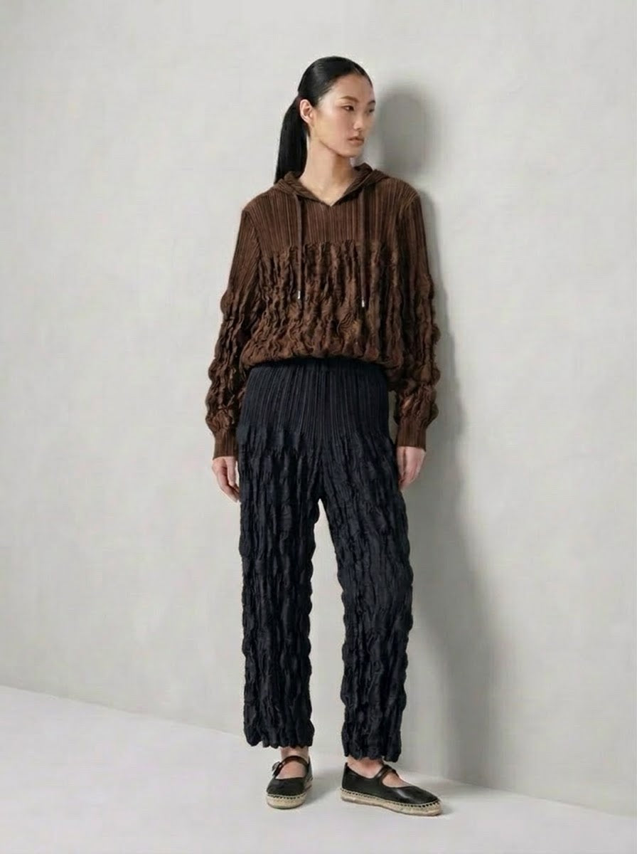 Sinead - Suedette pleat hooded top