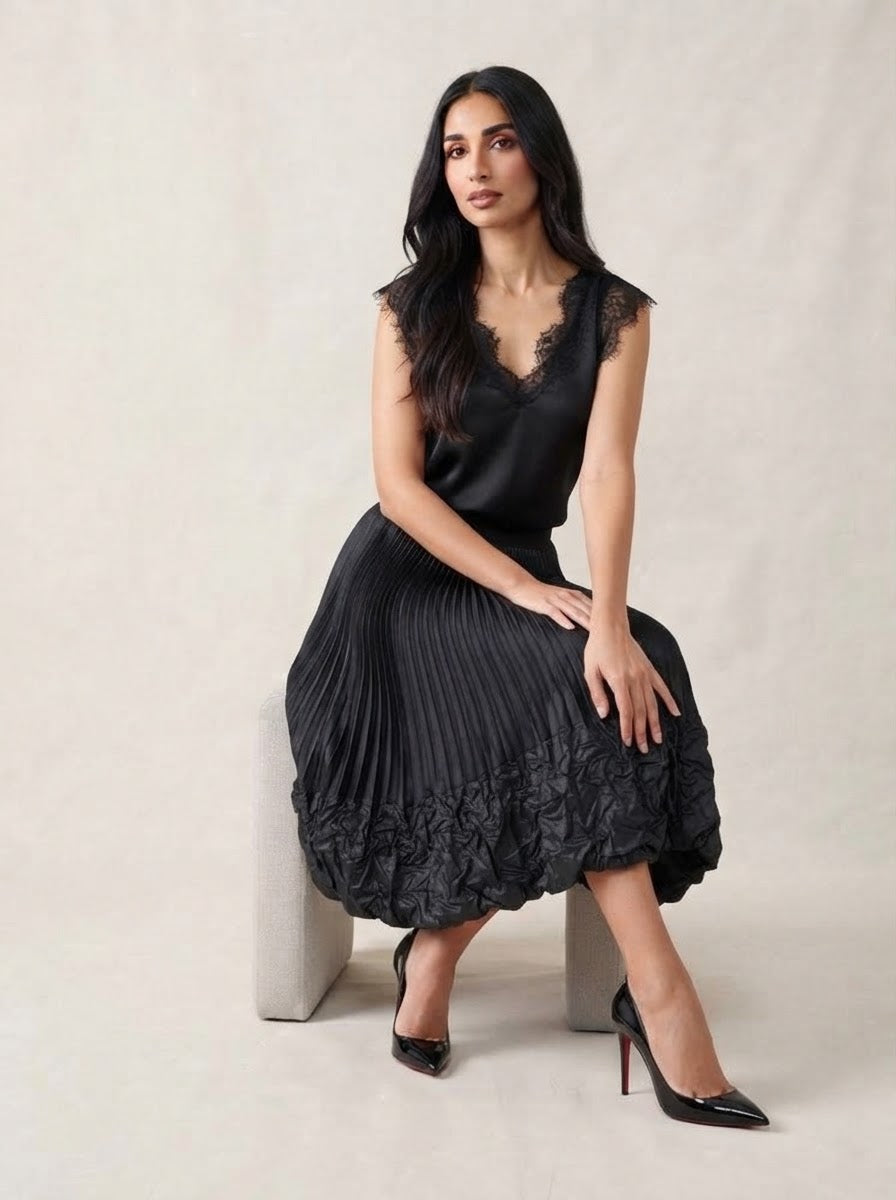 Lennox Pleat skirt in black