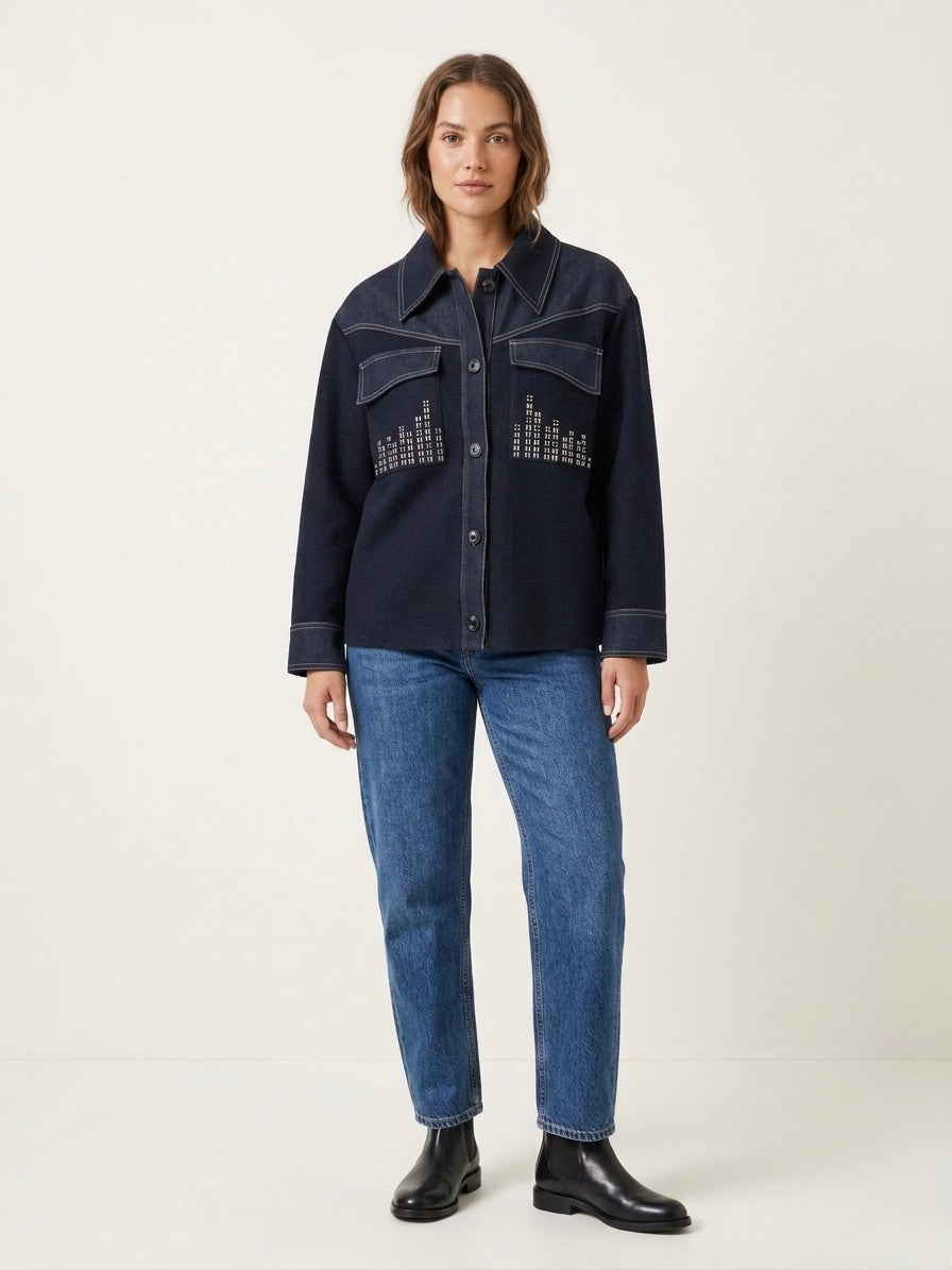 Senegal - Embellished knit & denim jacket