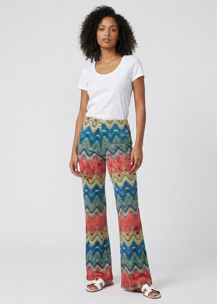 Guax french jersey red/royal printed palazzo trouser