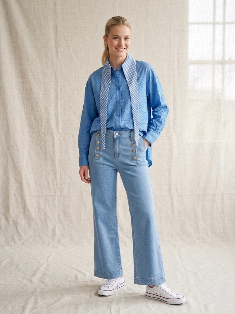 Cheska - Gingham tie blouse