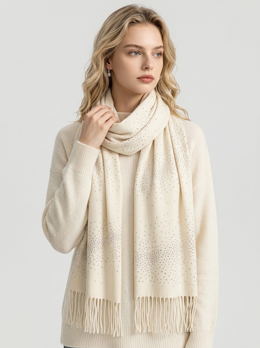 Sparkle - Embellished wool blend scarf