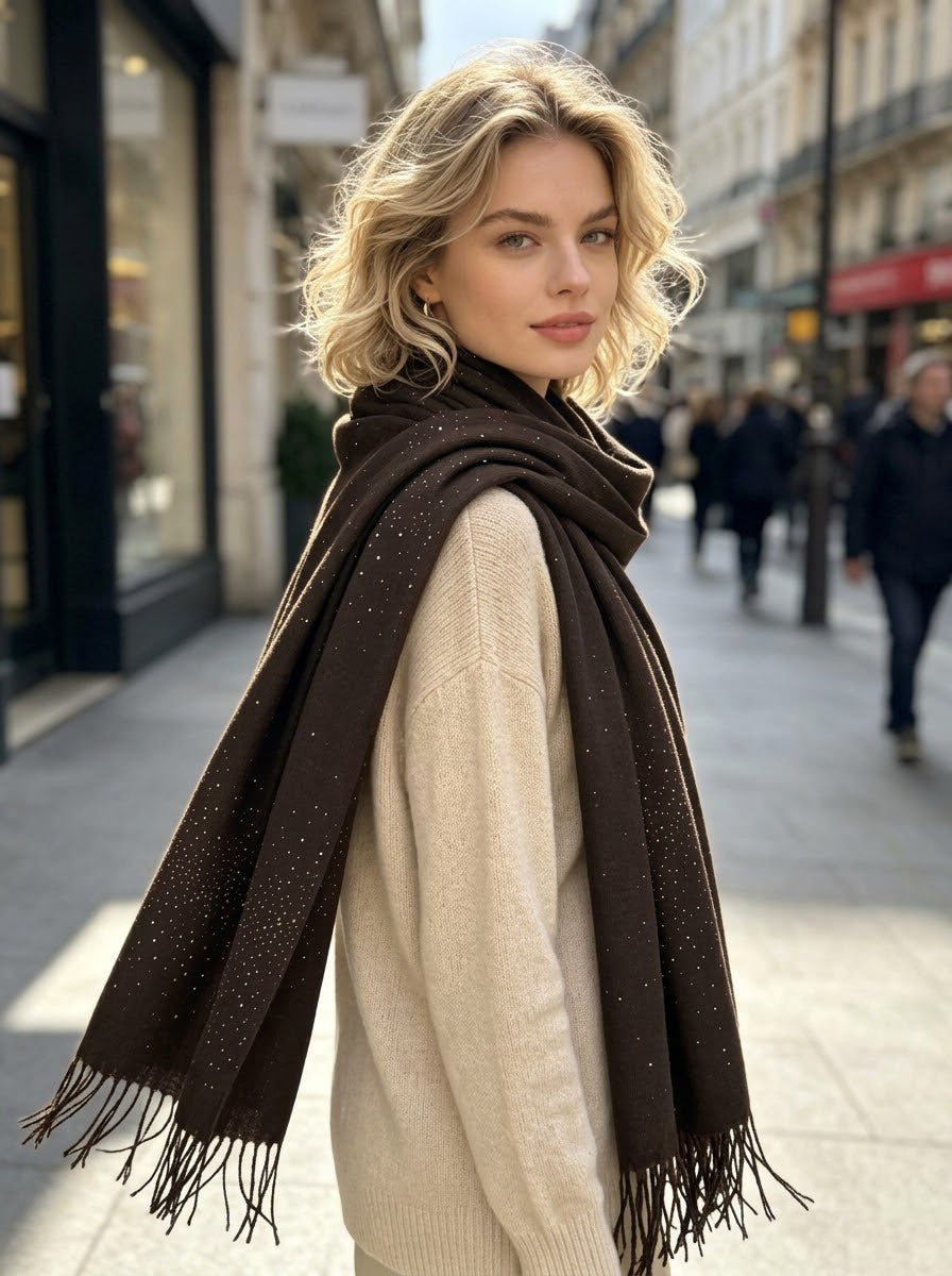 Sparkle - Embellished wool blend scarf