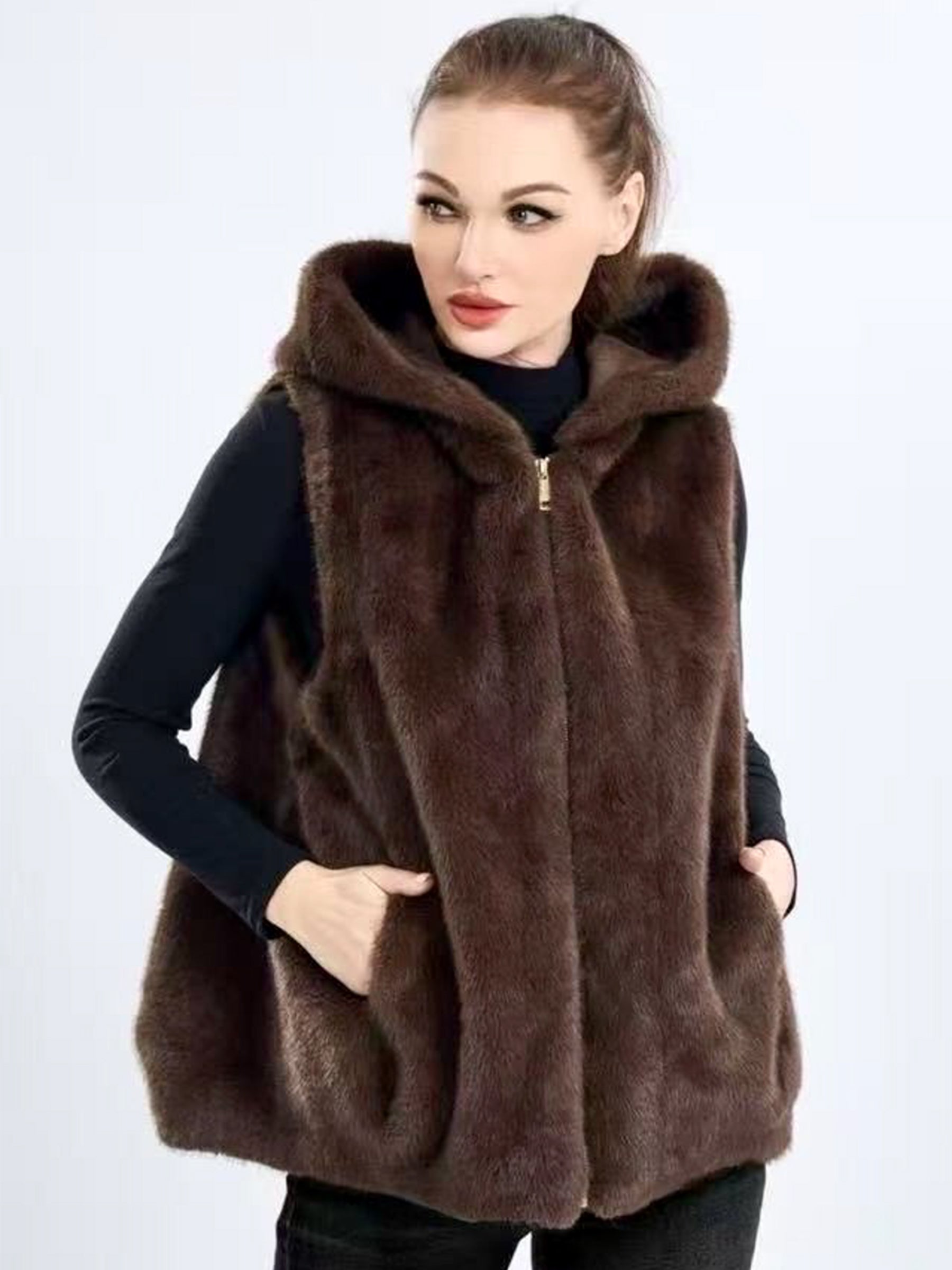 Karyln - Faux fur hooded gilet