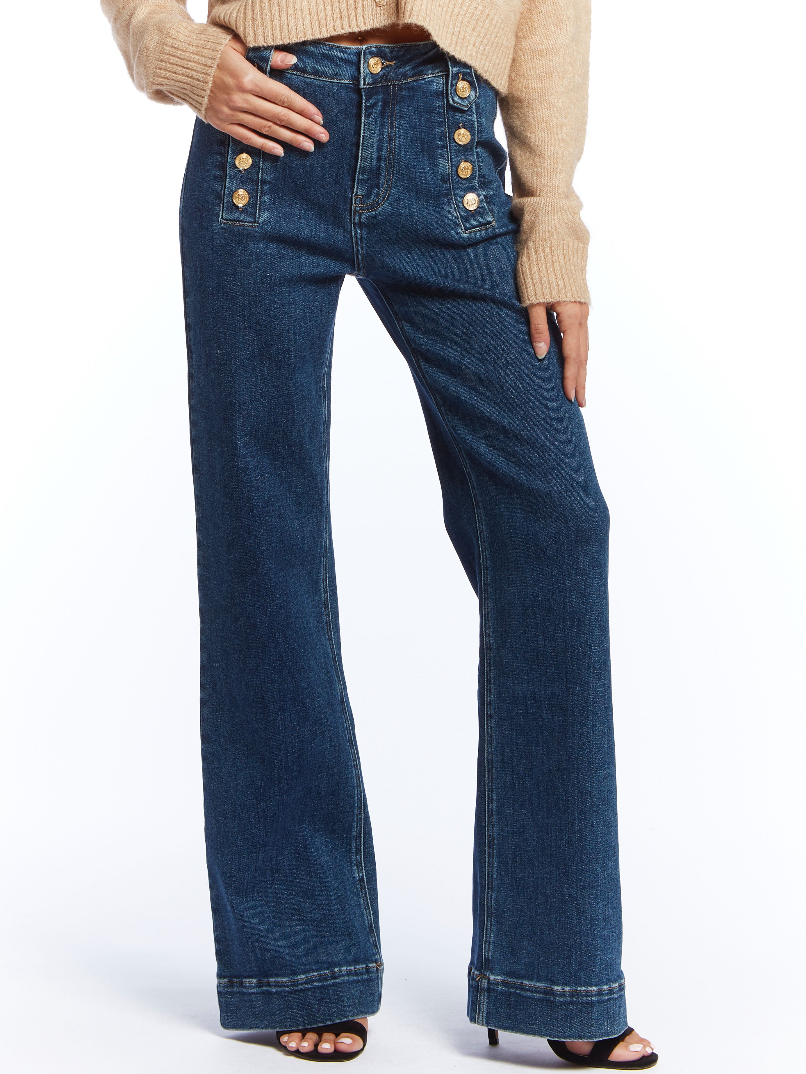 Doreen - Military button front jeans