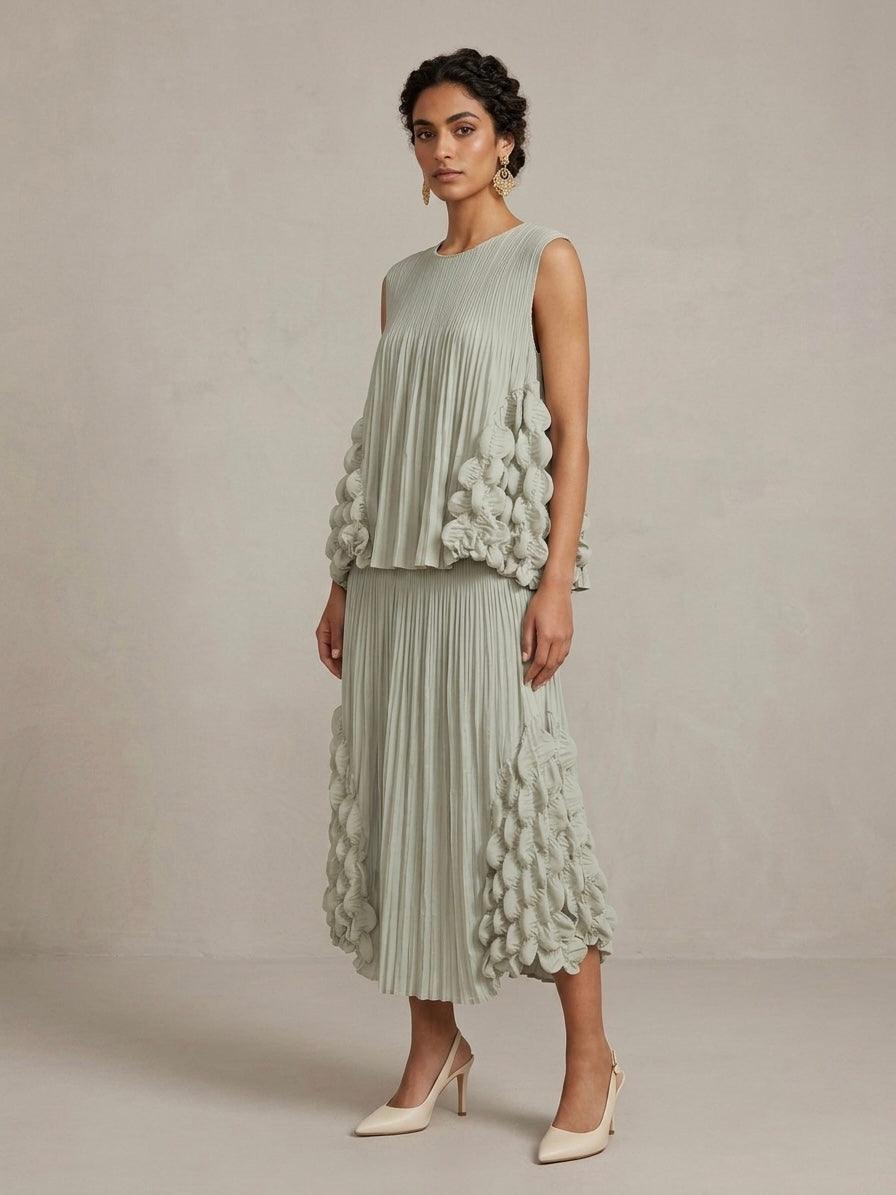 Marsha - Bubble pleat skirt Mint