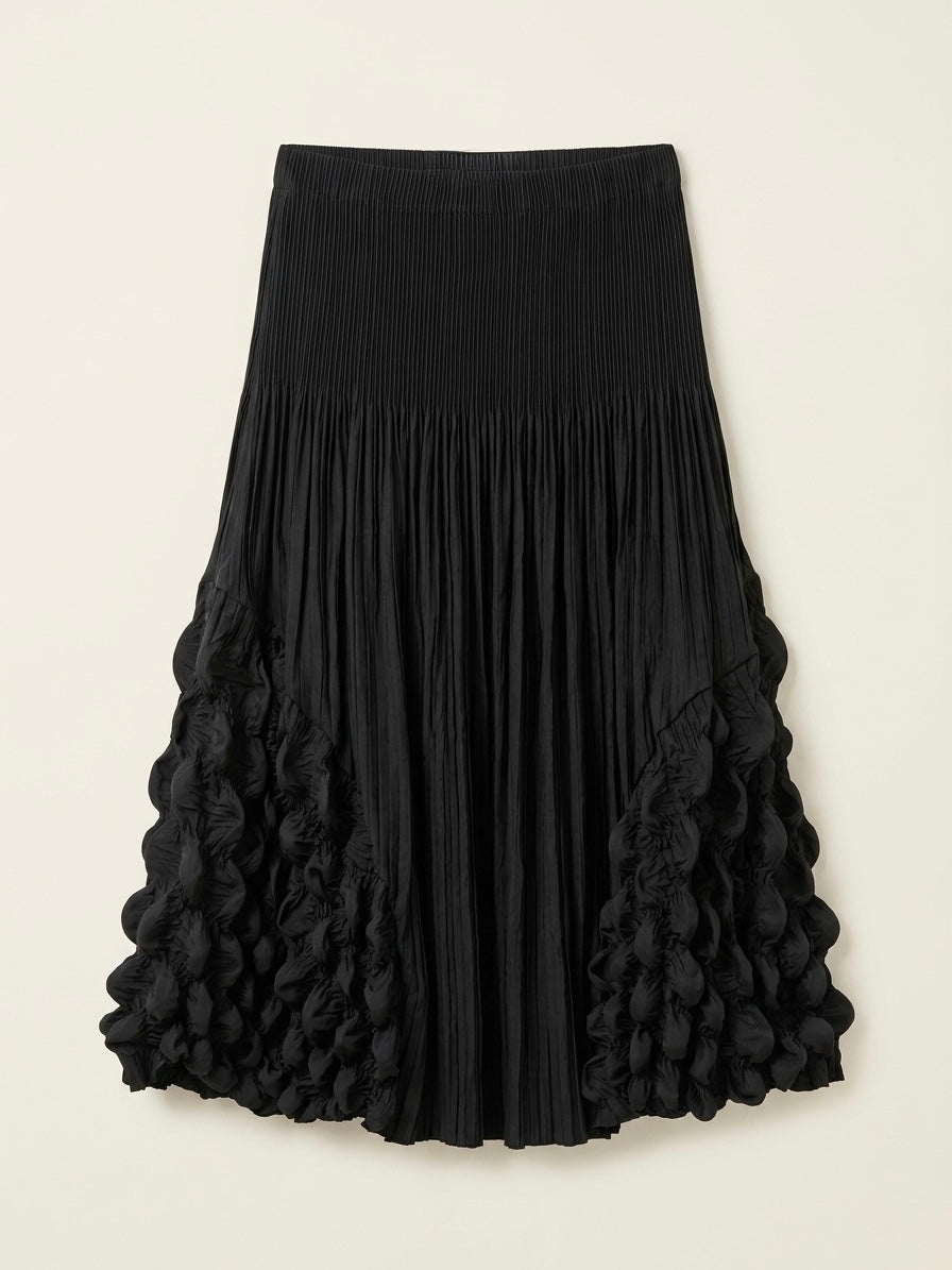 Marsha - Bubble pleat skirt Black
