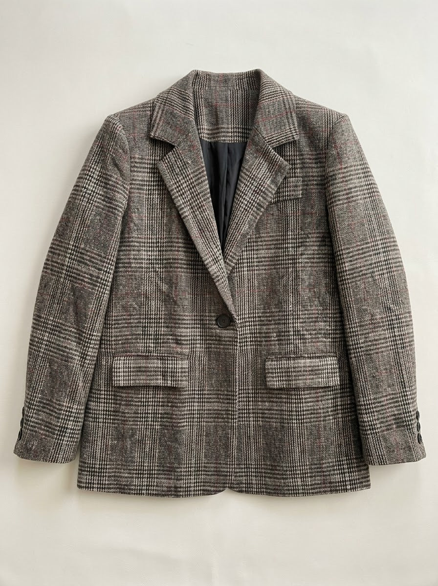 Eva grey checked blazer and matching wide-leg trousers