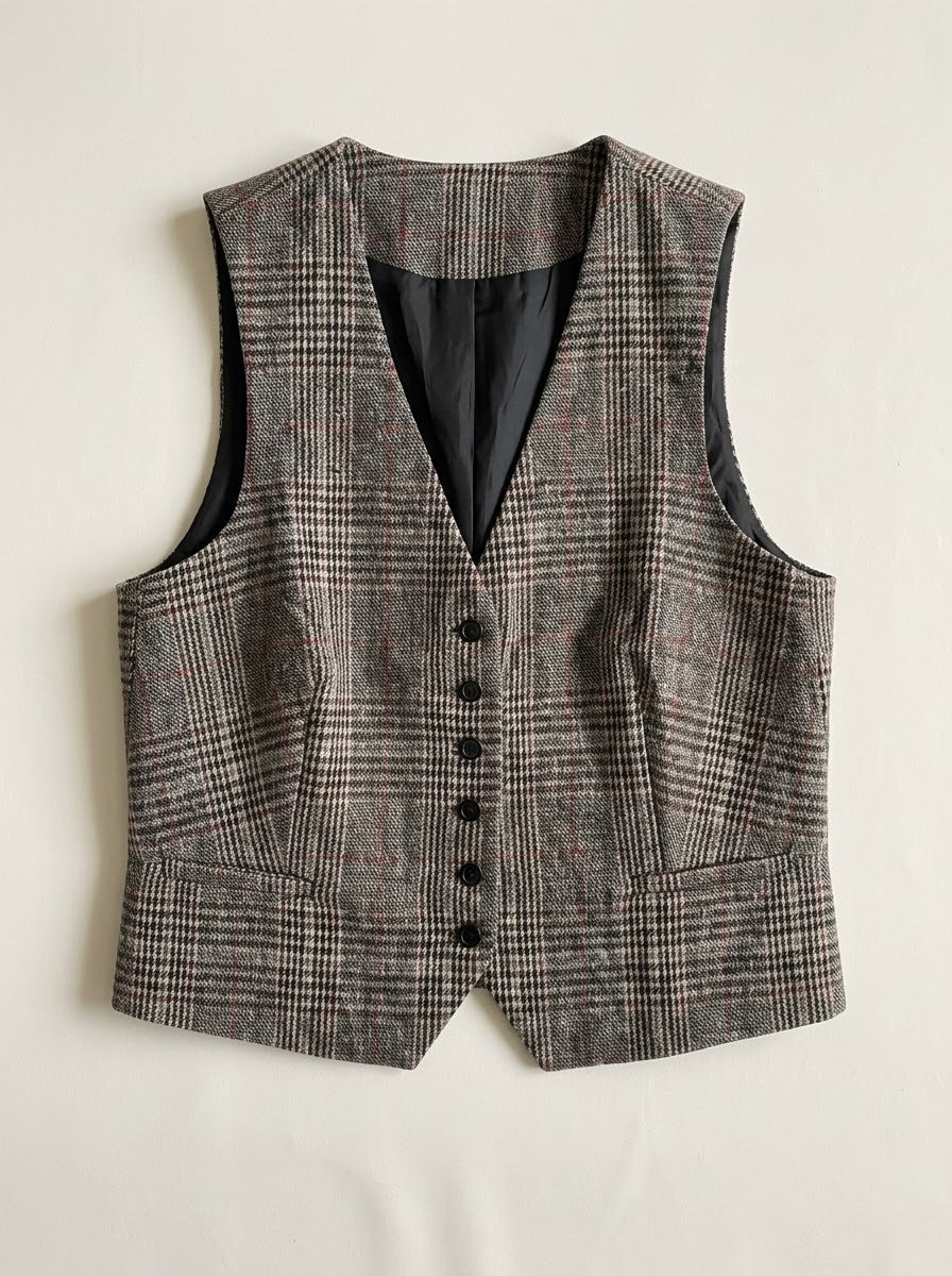 Eva grey checked waistcoat styled with coordinating separates