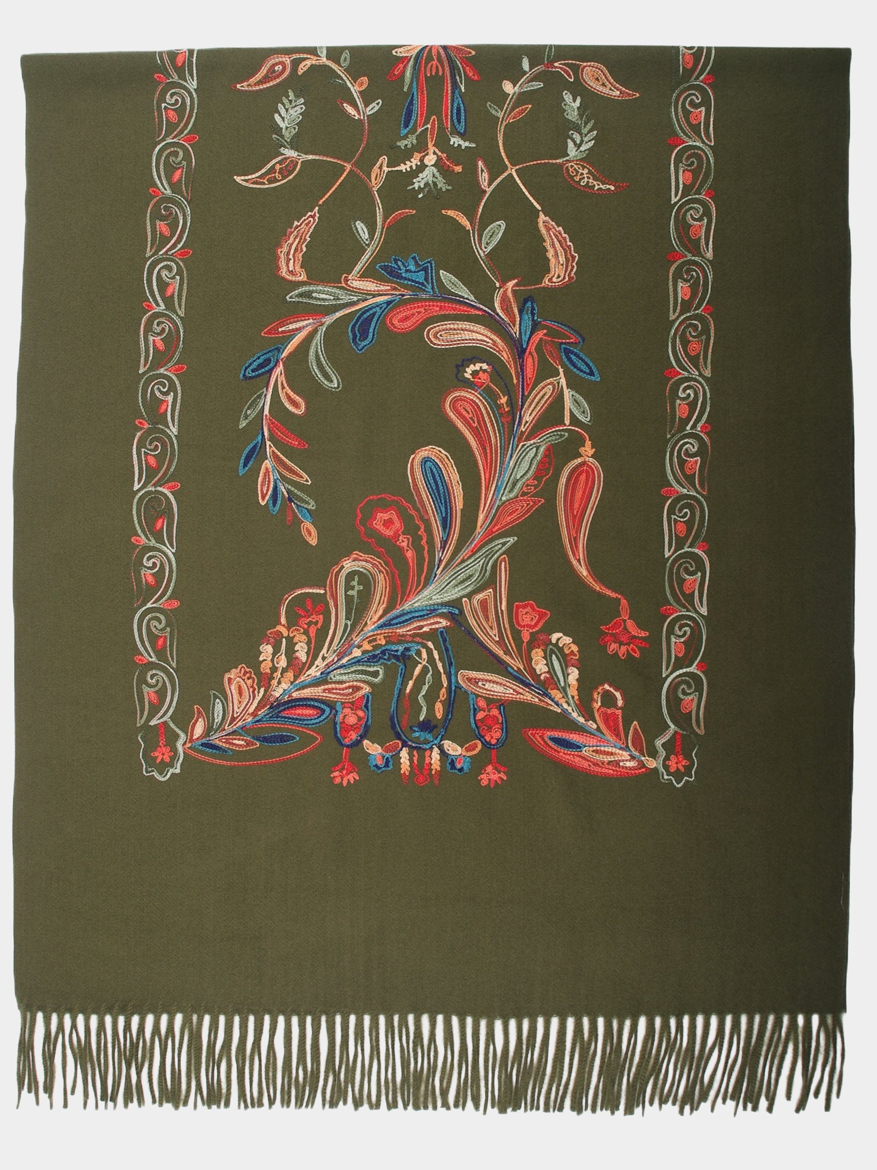 Ariana - Embroidered wool blend scarf