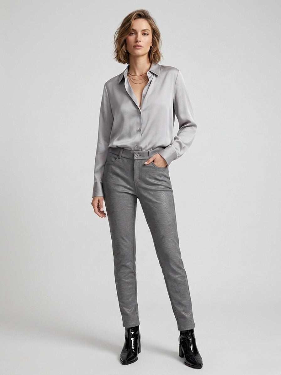 Sueyla grey straight leg stretch snake jean