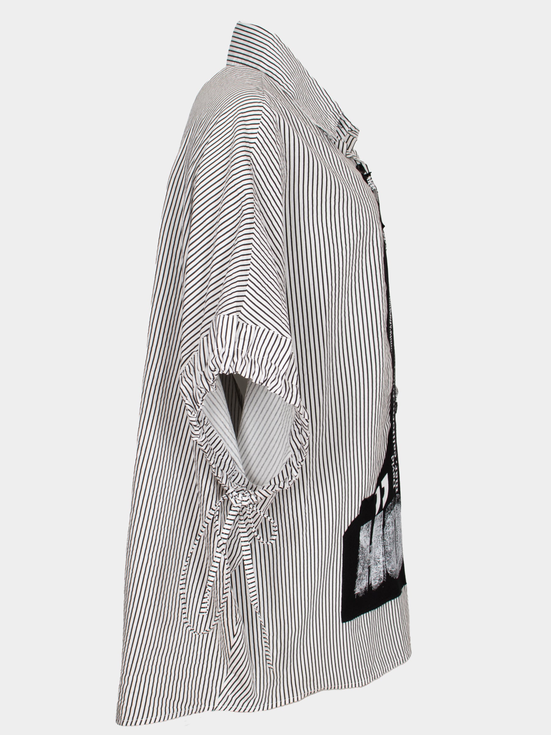 Meeha pinstipe graffiti shirt BlkWht