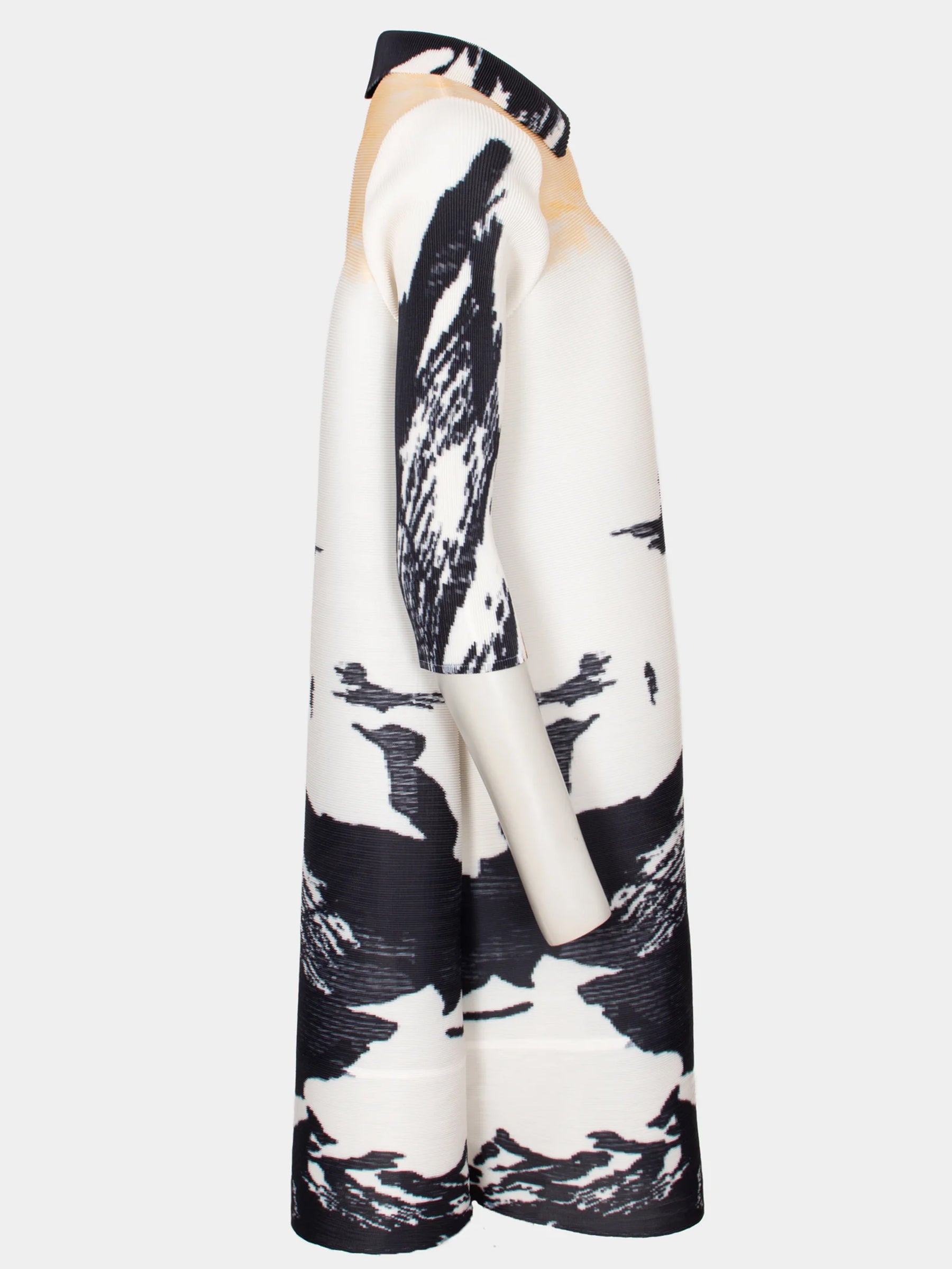 Mandy yellow abstract pleated midi length coat/dress