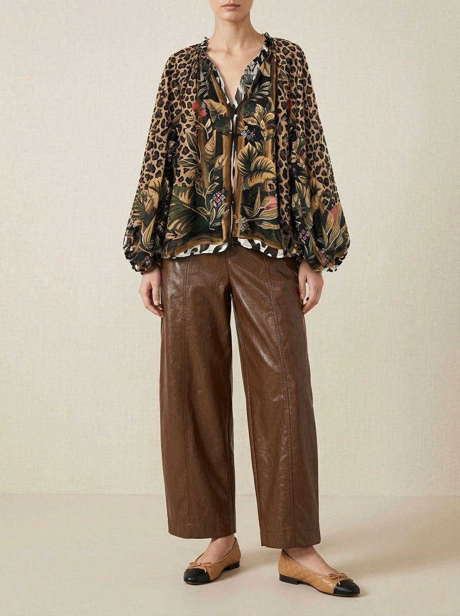 Elly - Wide leg pleather trouser