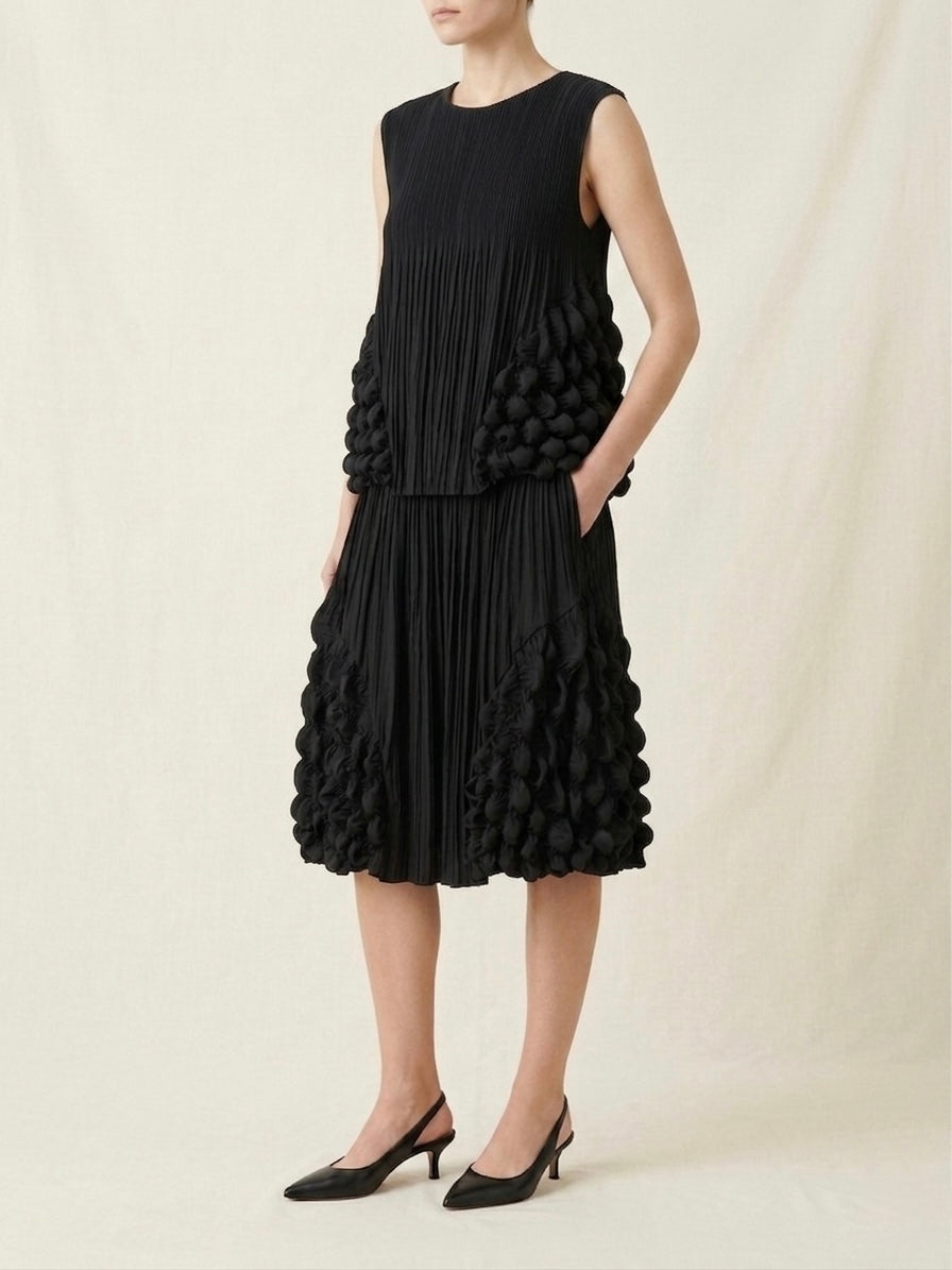 Marsha - Bubble pleat skirt Black