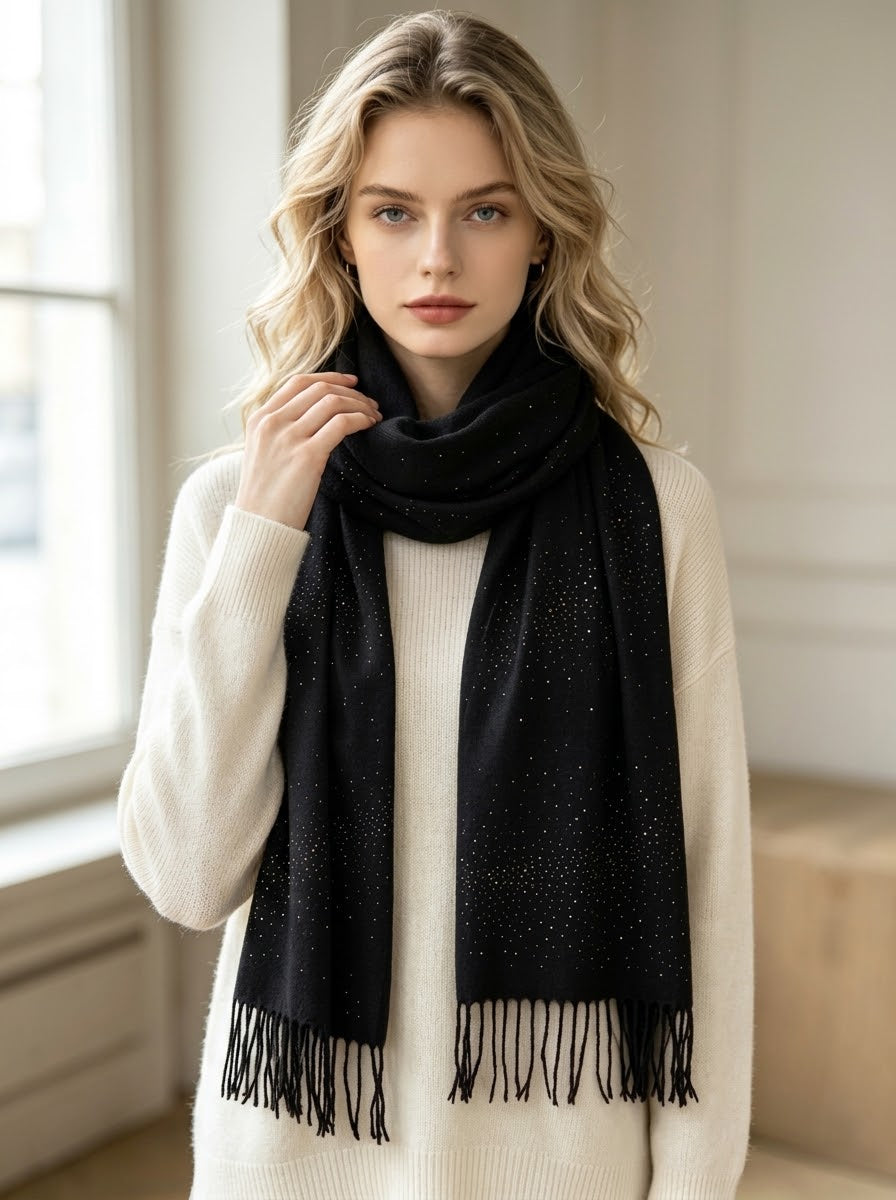 Sparkle - Embellished wool blend scarf