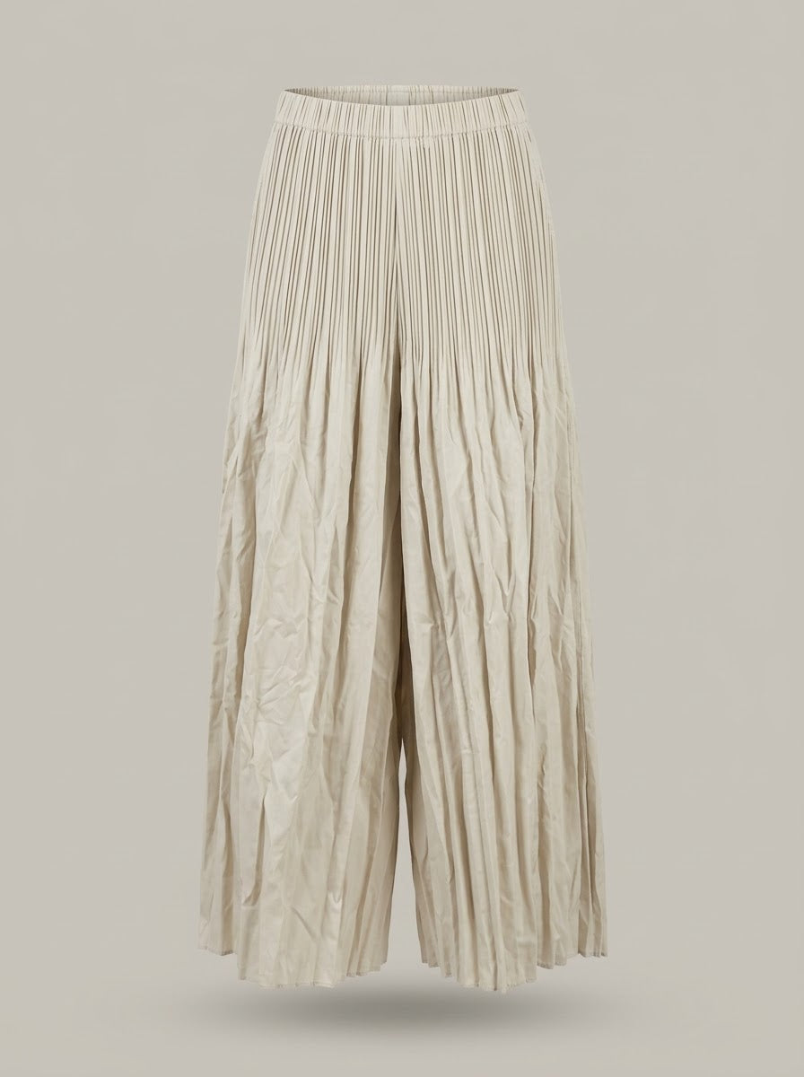 Jolene Pleated wide leg trouser in oatmeal