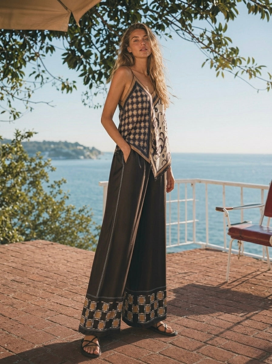Hanah - Print top & trouser suit
