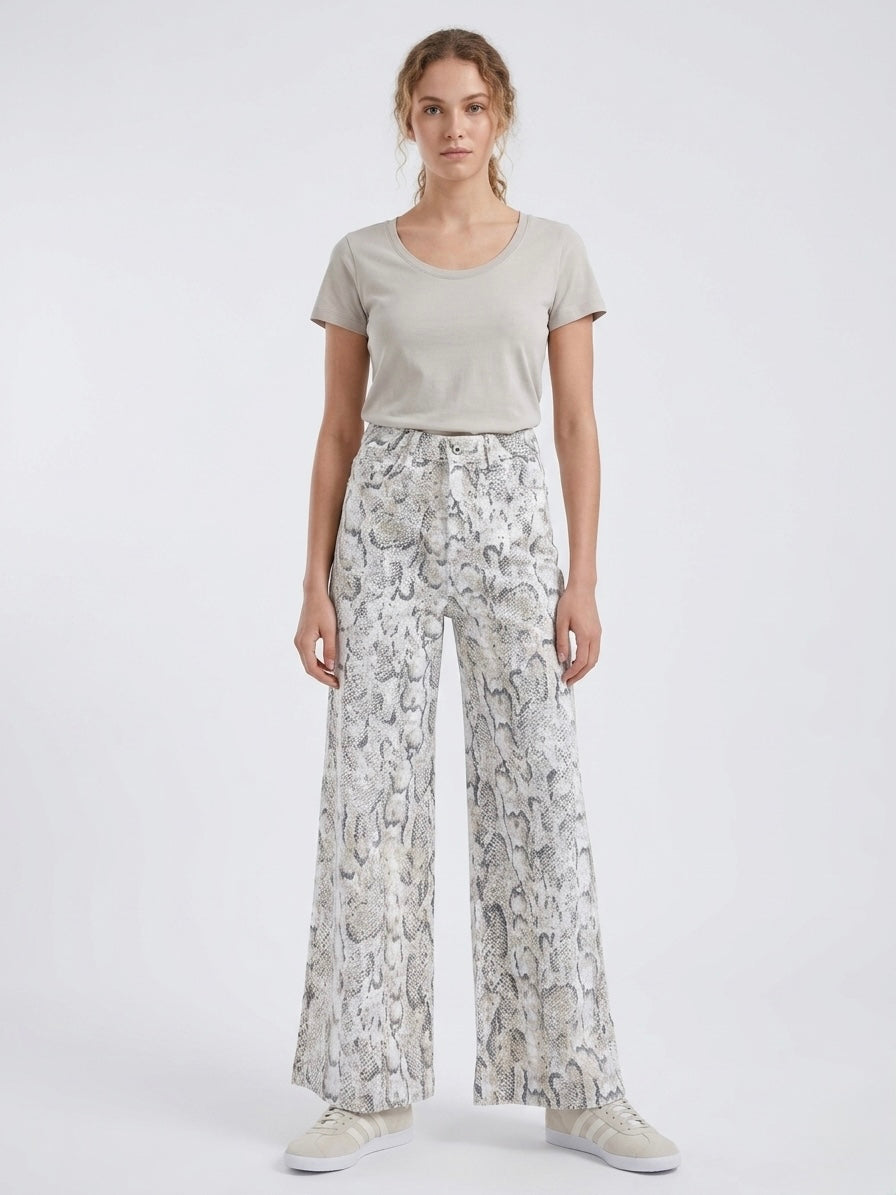 Lilly Snake print wide leg jeans