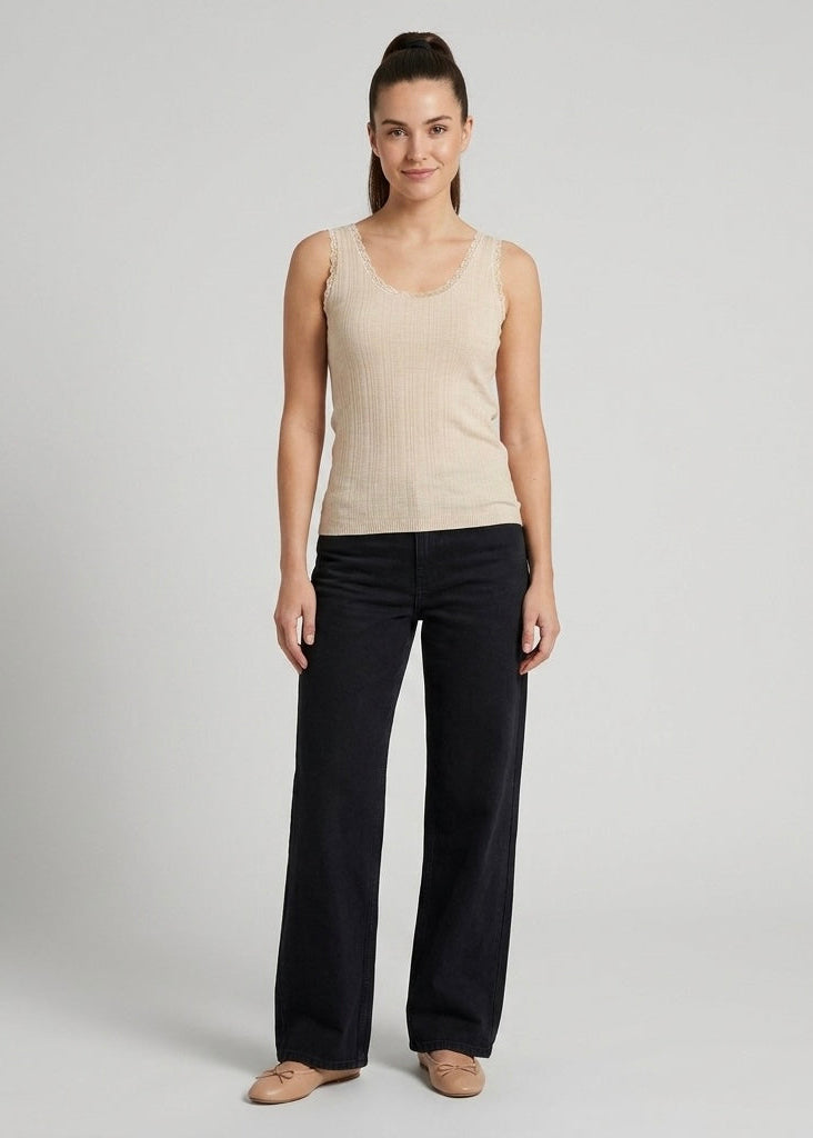 Lise Lace trim knitted cami top