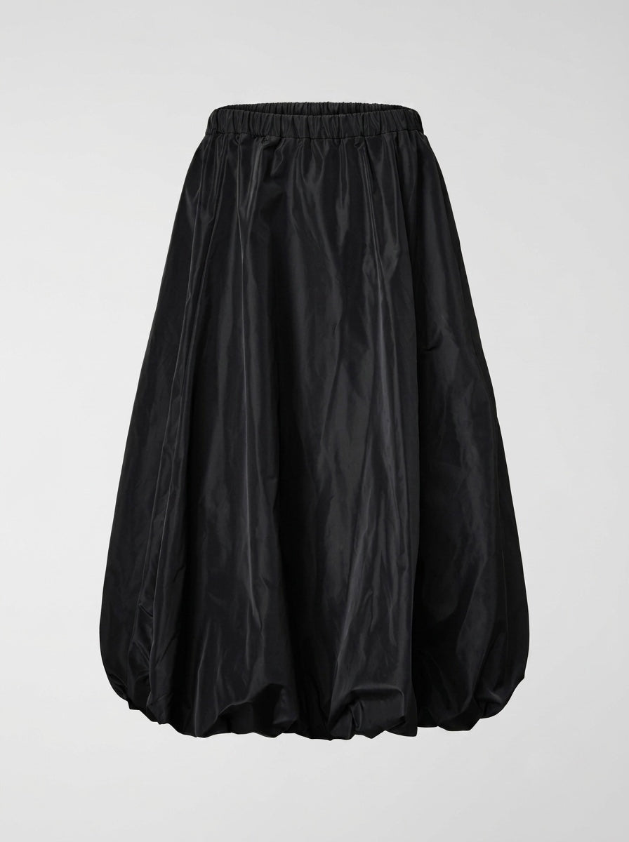Black Marguitte taffeta balloon hem skirt, front product view